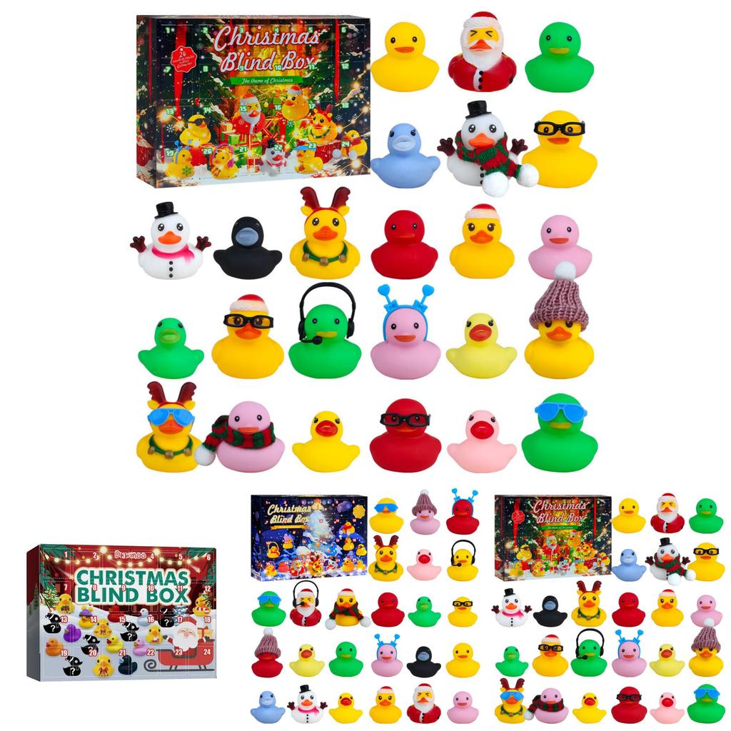 Funny 24 Days Christmas Countdown Calendar Blind Box Vinyl Duck Toy Set For Christmas Celebrations And Collectors