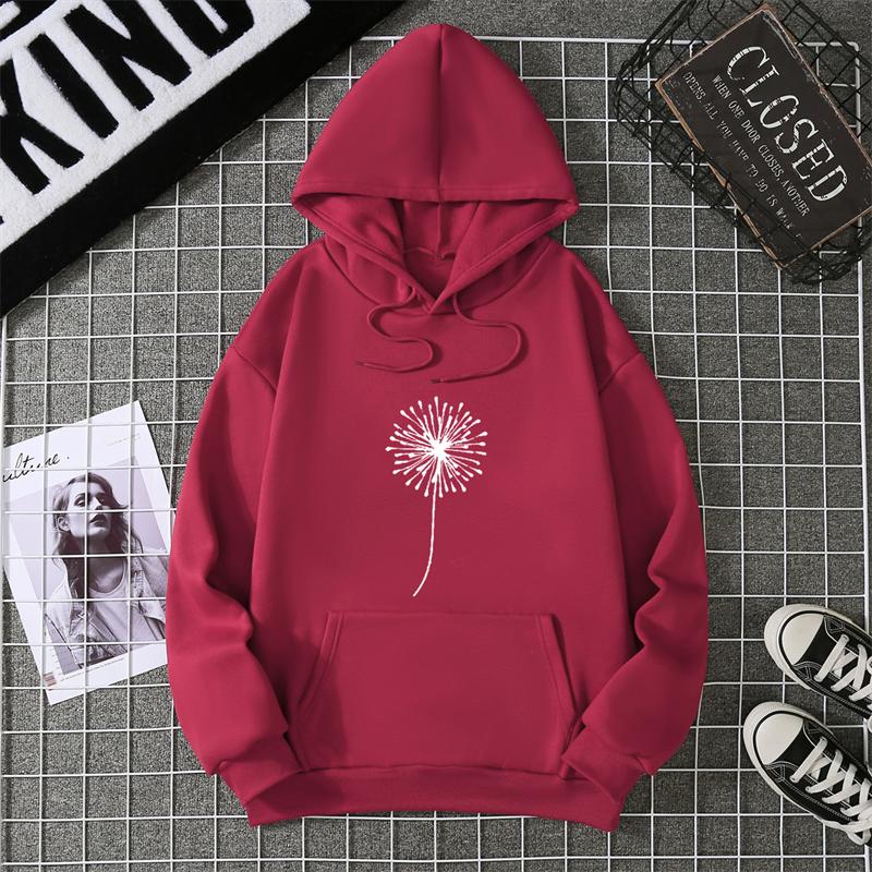 Dandelion Print Multicolored Tops Hoodie Korean Harajuku Aesthetic Hoodies Goth Women Autumn Winter Pullover Sweatshirt