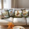 Garden Rabbit Pattern Pillow Cover Easter Farmhouse Design for MultiScene Living Room and Seasonal Room Decor