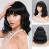 Synthetic Short Wavy Bob Wig With Bangs Synthetic Wig Beginners Friendly Heat Resistant For Women Wear