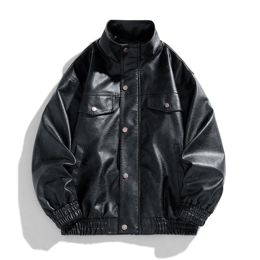 Fashion Jacket Stand-up Collar Casual Spring and Autumn New Loose Men's Leather Jacket