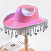 Cowgirl Hats with Sequin Trim Fringe Women Men Party Costume Fedora Hats