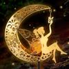 Solar Garden Lights Outdoor Decor Moon Fairy Crackle Glass Lights Waterproof LED Metal Stake Ornament Decorative Pathway Stake