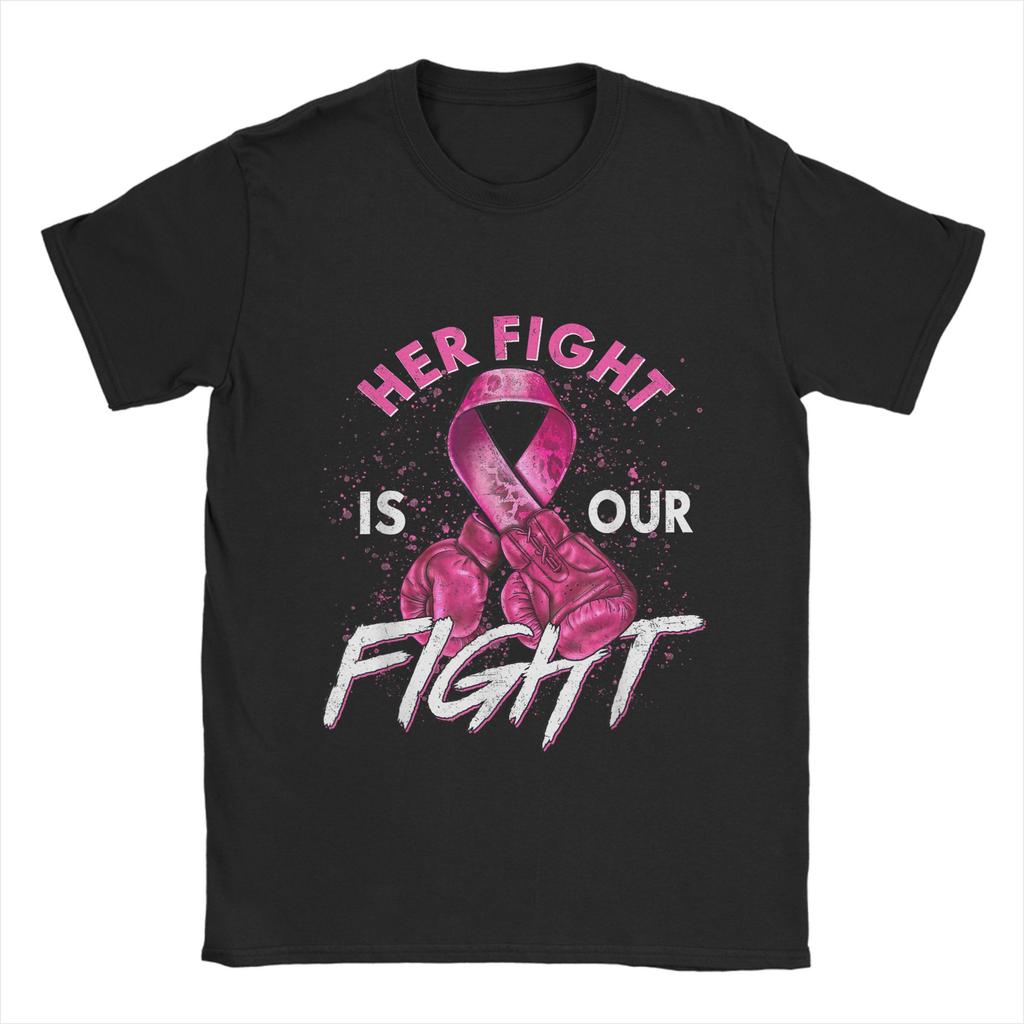 Vintage Fight Is Our Fight Breast Cancers T-Shirt Men O Neck Cotton T Shirts Short Sleeve Tees Plus Size Clothing