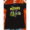 Men's Summer Casual Black T-Shirt with The Metors Graphic Crew Neck Polyester Machine Washable Featuring Flame & Guitar Design