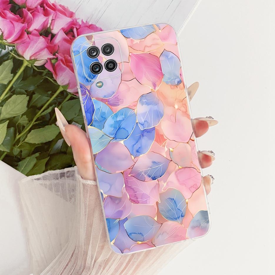 For Samsung Galaxy A12 Case F12 M12 Colorful Flowers Painted Cover Soft Slim Phone Case For Samsung A12 M 12 Galaxy M12 F12 Bags