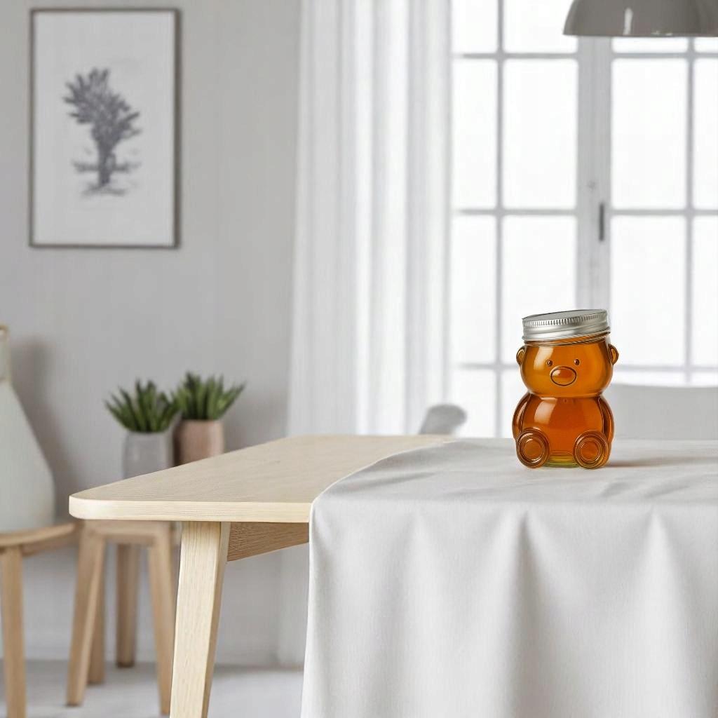 BARATTOLO DI VETRO 300ml ORSETTO con Coperchio per Miele, Marmellata, Spezie, Barattolo Regalo