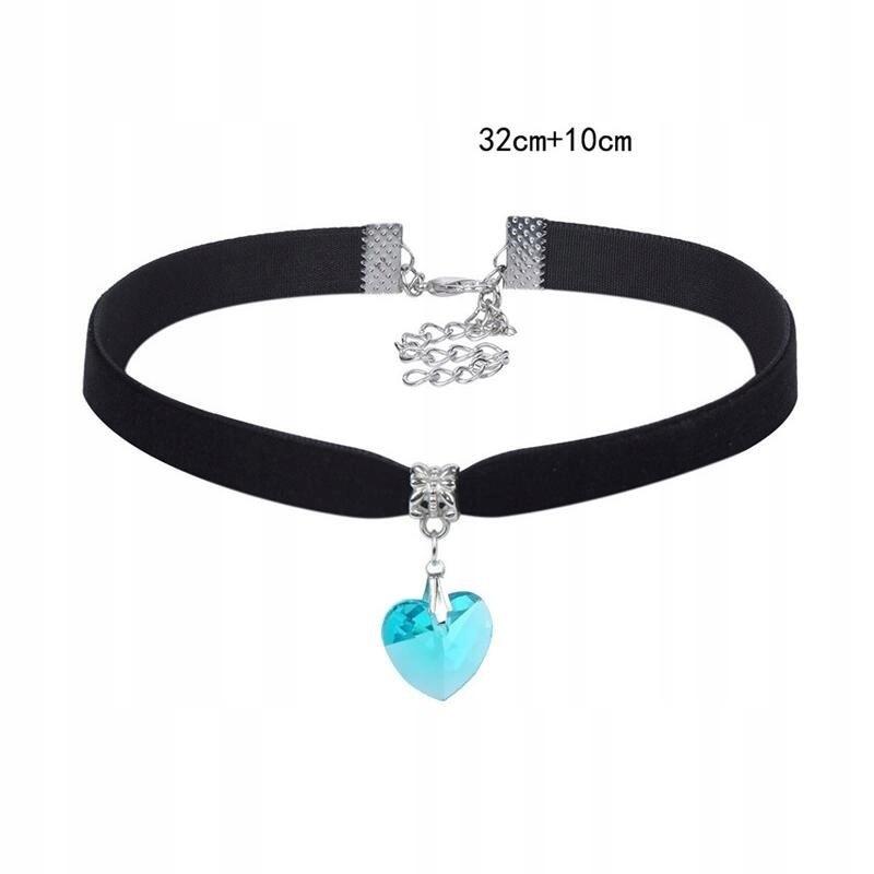 Classic Choker Necklace With Crystal Heart Pendant Gothic Black