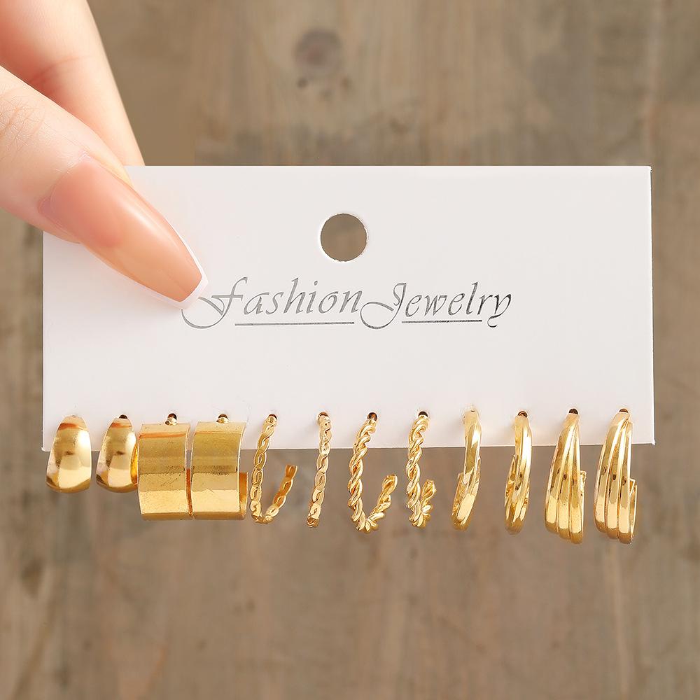 48 Pcs Boho Big Circle Hoop Earring Sets for Women Gold Color Bohemia Vintage Zircon Earring Heart Zircon Ear Studs Zircon Gifts