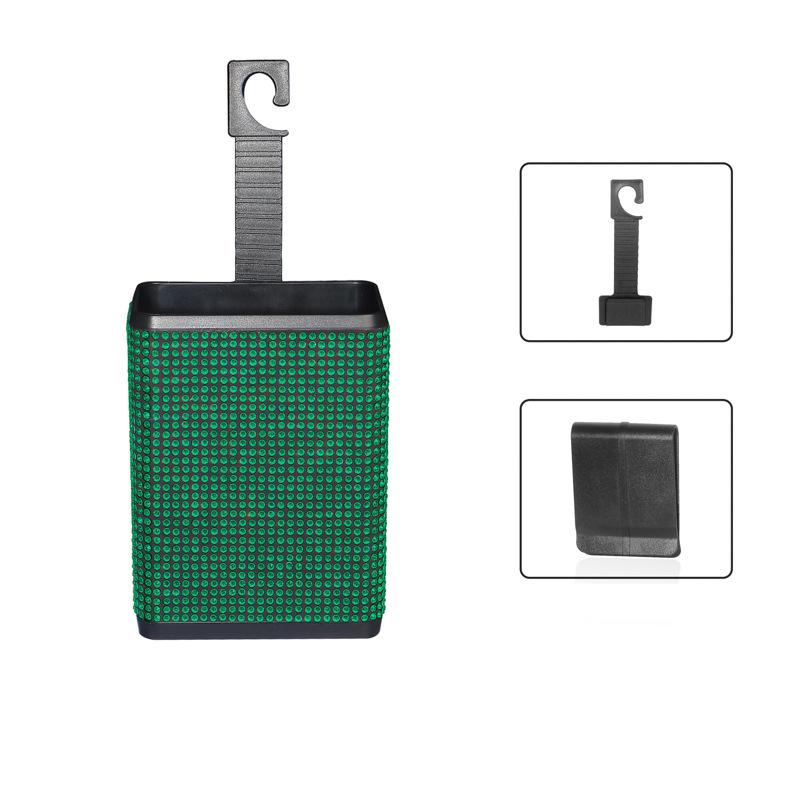 Rhinestone Car Trash Can Storage Bins Plastic Color Diamond Back Storage Box Trash Grabber Bling Car Hanging Accessories