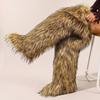 72cm New Winter Women's Faux Fur Snow Boots: Flat Heel Over-the-Knee Style