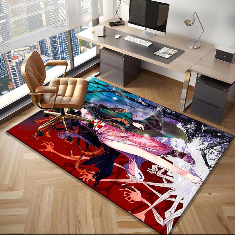 Anime Samurai Warrior's Journey Office Rug Chair Mat, Game Carpet, Suitable for Front Door, Bedroom, Living Room, Desk, Holiday Gift