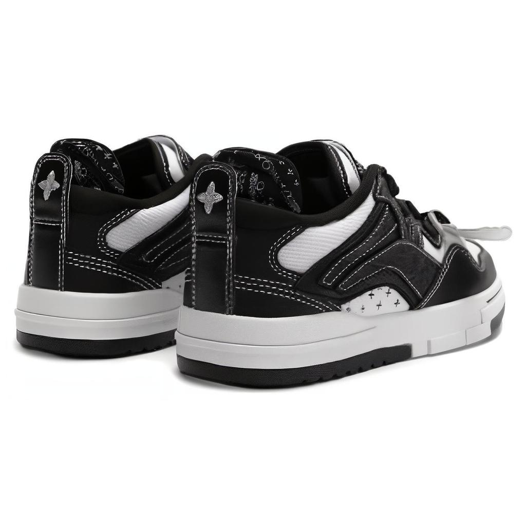 SMFK X Li Ning Wave Pro Low Top Skateboard Shoes Men's Black White AECS085-1
