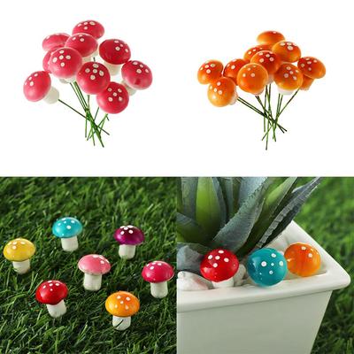 Ornament Stakes Resin Crafts Mini Mushroom Miniature Figurine Potted Plants Decor Artificial Foam