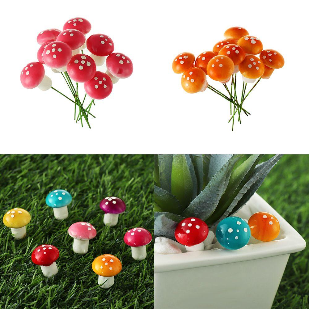 DIY Craft Stakes Resin Crafts Potted Plants Decor Artificial Foam Mini Mushroom Miniature Figurine
