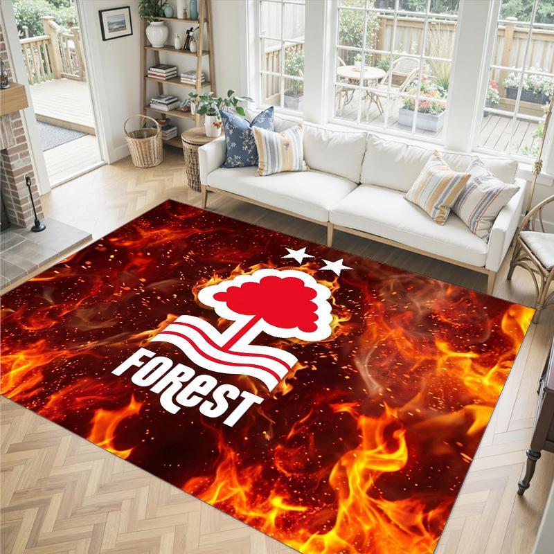 Nottingham Forest Football Design Crystal Velvet Carpet Cozy Non?Slip Printed Rug For Bedroom Living Room Entrance