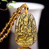 Yellow  Necklace Long Sweater Chain Manjushri Pendant Amitabha Pendant Unisex Gift