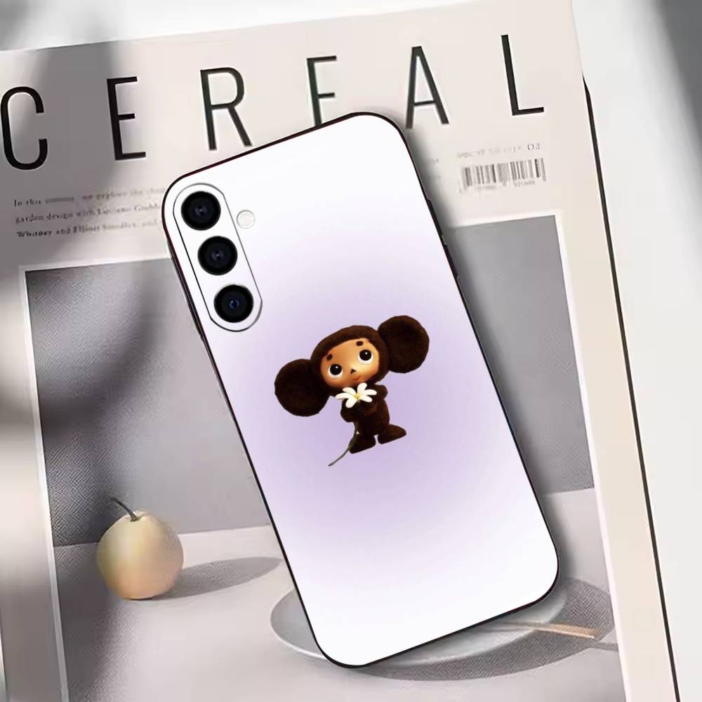 Cartoon C-cheburashka Phone Case Black Silicone Soft For Samsung Galaxy A73,A72,A71,A70,A53,A52,A51