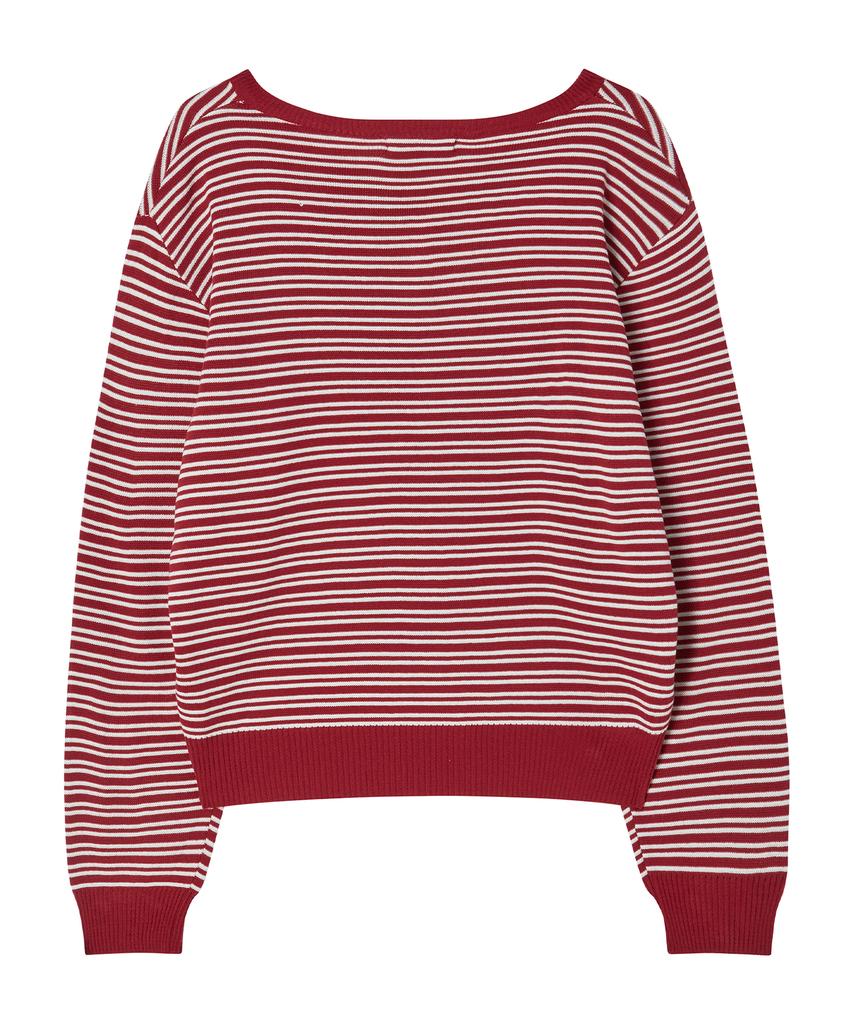 AWESOME STUDIO Classic (Stripe) V-Neck Knit Burgundy