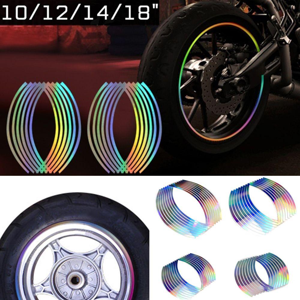 10/12/14/18" Body Reflective  16 Strips Laser Wheel Rim Tape Motorcycle Car