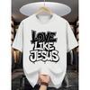 European Size Men' Summer Short Sleeve T-Shirt with Letter '' Print - Casual Round Neck Breathable Top, Suitable for Hot Weather & Casual Attirel