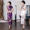 „Qipao Soft Classic“ nuo raukšlių elegantiškas moteriškas „Cheongsam“ scenos šou