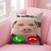 John Pork Is Calling Housse de Coussin Housse de Oreiller en Lin Naturel Impression Double Face Housse de Coussin Décorative pour Canapé Décoration de Maison Cadeau