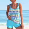 Damen-Badeanzug mit Schultergurt, mehrfarbiger Musterdruck, Bikini-Tankini-Badeanzug