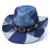 Color Matching Stage Hat Top Hat Concave Jazz Hat Cowboy Feeling Catwalk Design Fashion Embroidery Stage Retro Western