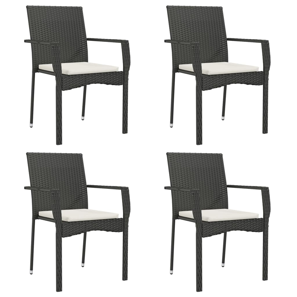 Vidaxl 5-Cz. Juego de Muebles de Jardín con Cojines, Negro, Ratán Sintético