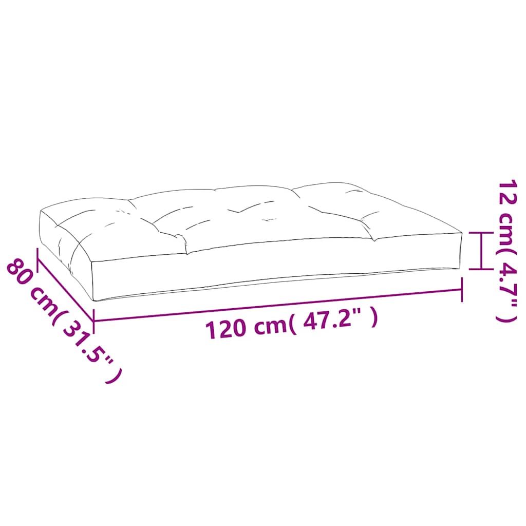 Pallet Cushion Beige 120 x 80 x 12 cm Fabric