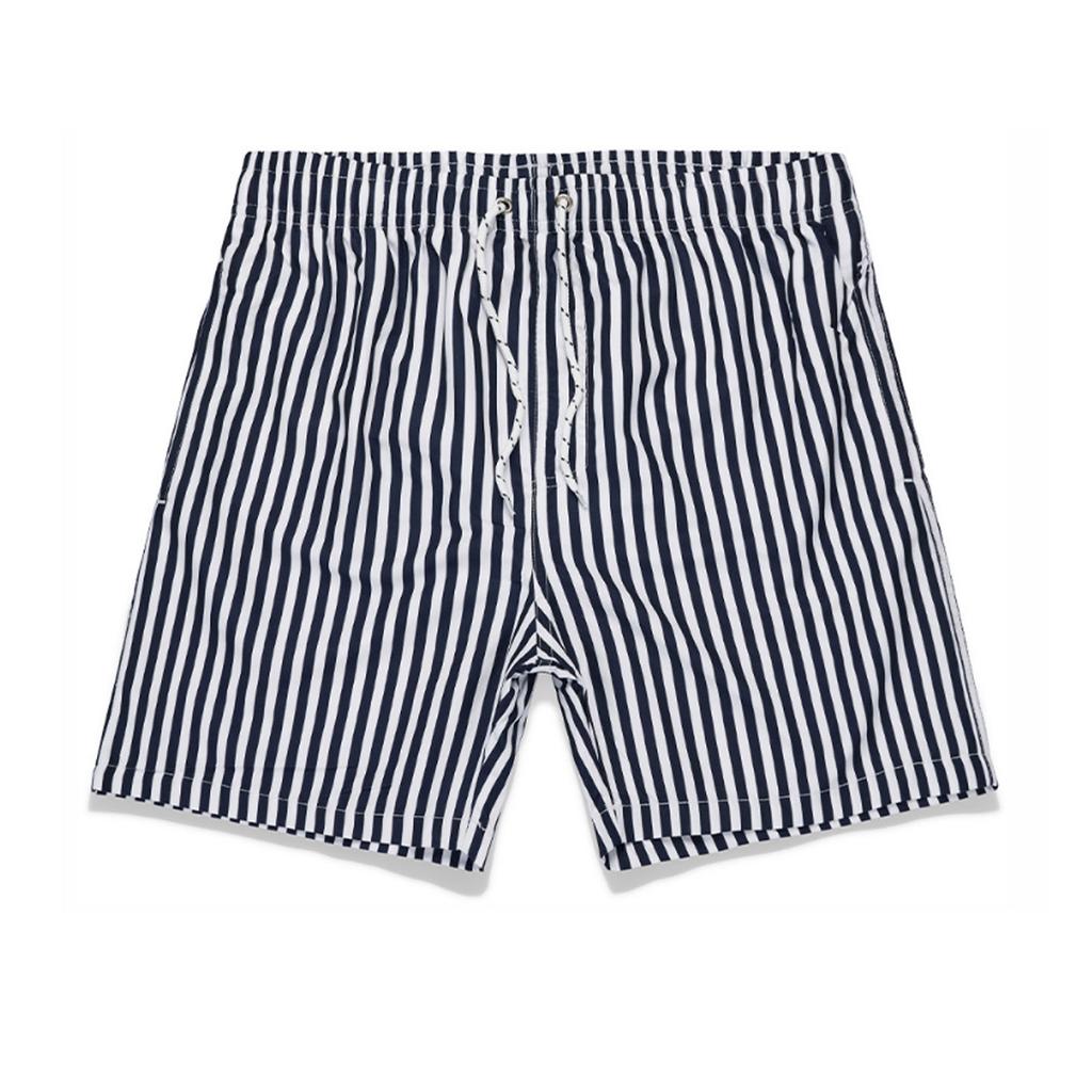 Mens Swim Shorts Quick Dry Loose Casual Fashion Vertical Striped Print Men S Beach Shorts Black M