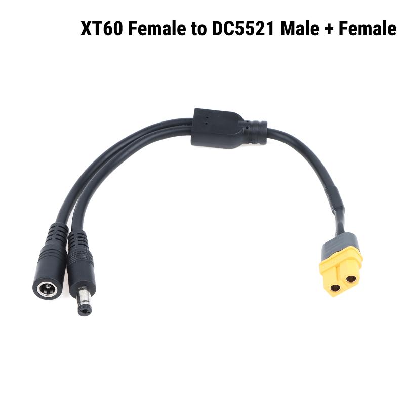 Xt60 Male To Dc5521 Splitter Cable 1 To 2 Dc 5.5X2.1 Male Female Connector 0.75 Square Wire 19V 24V Power Cord Adapter