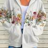 Sweatshirt mit Kängurutasche und lebendigem Blumendruck, langen Ärmeln, Reißverschluss und Kordelzug für lässige und bequeme Damenkleidung für den Alltag