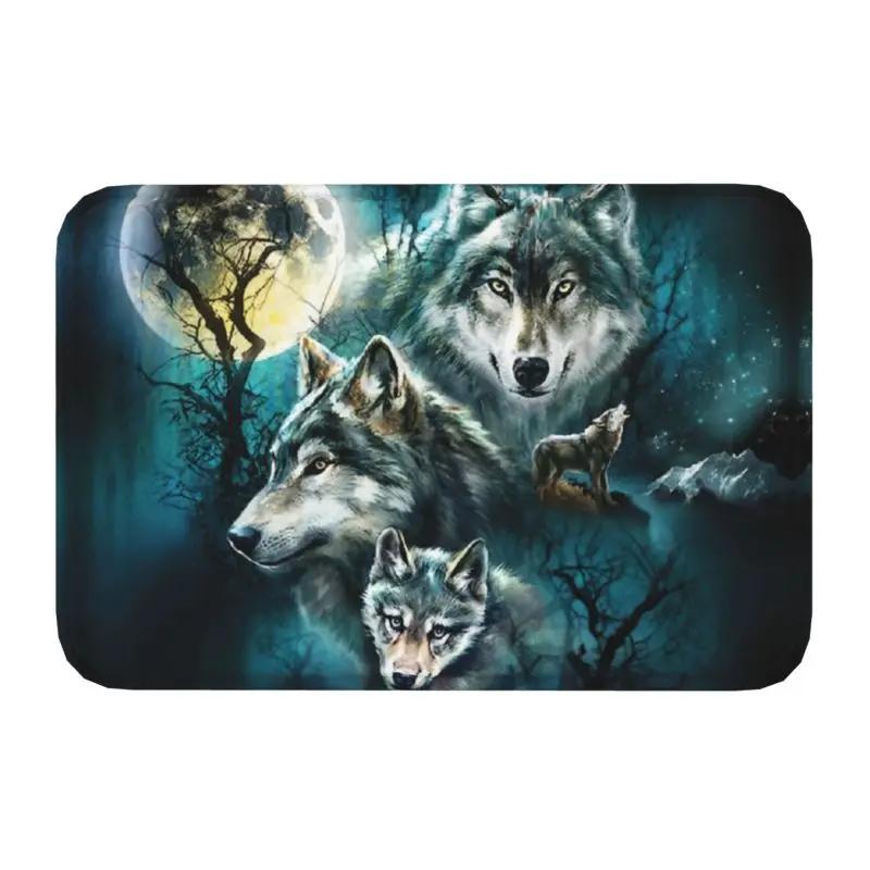 Tier Wolf Vordere Fußmatte Eingangsbereich Innenbereich Küche Badezimmer Fußmatte Schlafzimmer Teppich Teppich