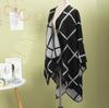 Winter Warm Artifact Plaid Line Pattern Simple And Generous Shawl Cape Women'S Travel Photo Cardigan