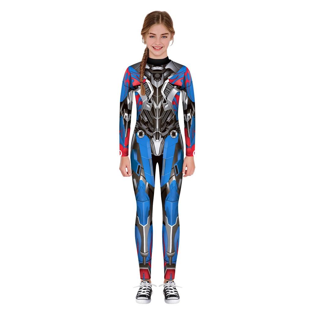 Elastyczny Kombinezon Bodysuit z Nadrukiem Zbroi Robota Kostium na Halloween Cosplay