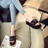 Mode Luxus Strass Hausschuhe Frau Muffins Schuhe Höhe Erhöht Pantoletten Flats Plateau Sandalen Offene Zehen Babouche Damen Flipflops