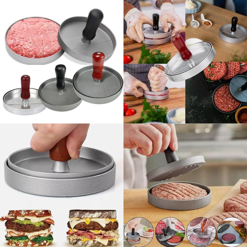 Modern Aluminum Alloy Circular Hamburger Press For Juicy Patties And Rice Balls