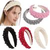Adjustable Sponge Headband Fashion Forward Headband with Pearls Enhancement Dainty Beaded Hairband for Fashionistas