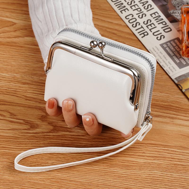 1Pc Retro Ladies Buckle Coin Purse with Zipper and Card Holder