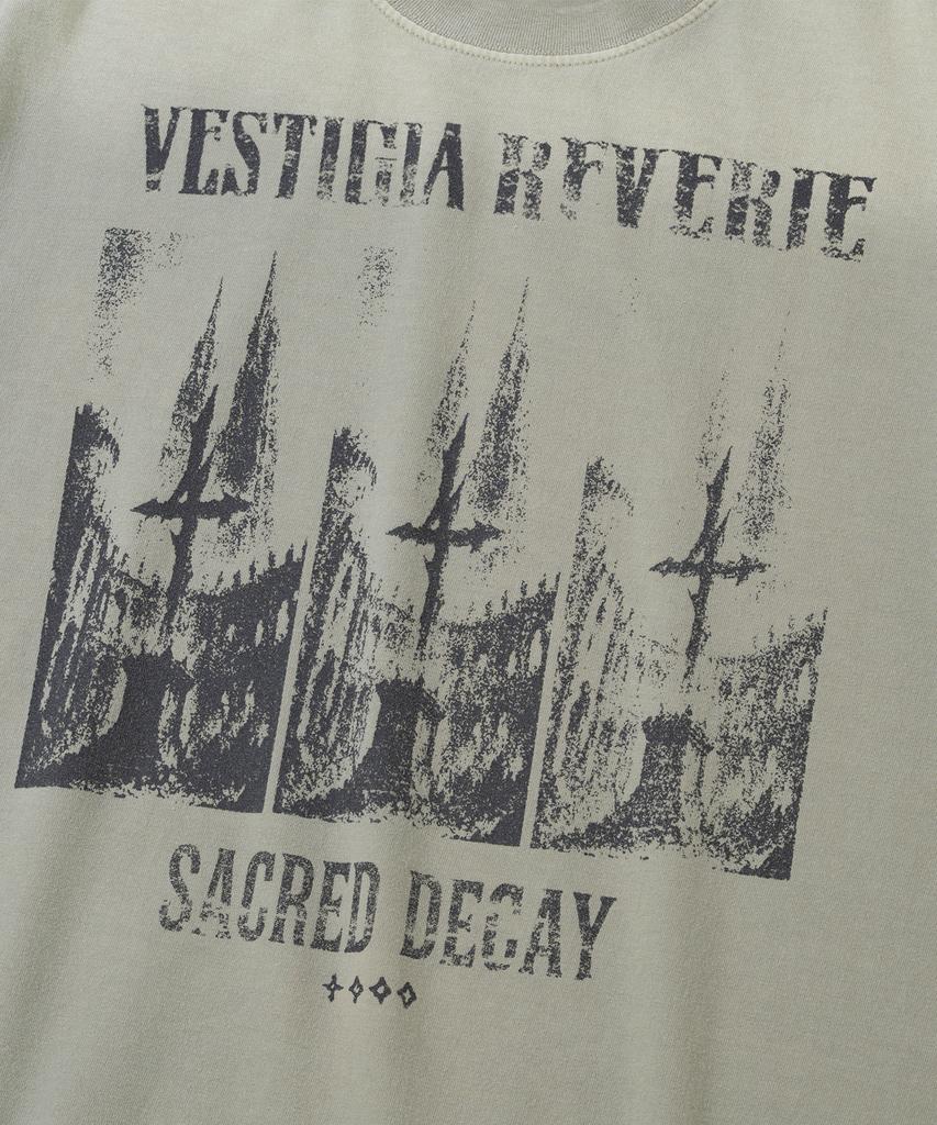 NOT4NERD Triple Sanctuary Bleach Washed Loose Cropped T-Shirts - Beige