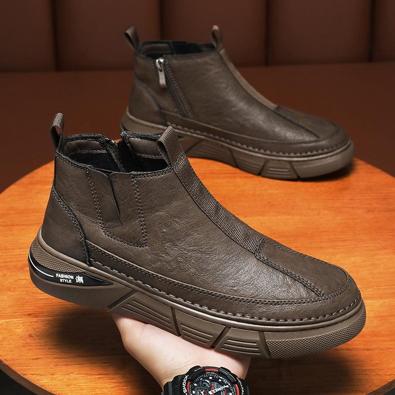 Men Chelsea Boots Men Bussiness Cotton Boots Casual Sneakers Snow Boots Leather Non-slip Men Leisure Bota Masculina