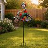 Drehender Clown Motorrad Windspiel, Rotierende Räder Metall Kinetic Hofkunst mit Erdspieß, Wetterfeste Windmühlen Skulptur für Außen Rasen Terrasse