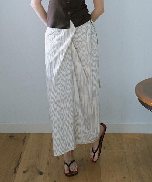 Onaenon Drape Stripe Skirt New6Ms527