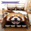 Red Pandas Mink Pattern Bedding Quilt Set Quilt Cover Pillowcase Home Decoration Gift (1 * Duvet Cover + 2 * Pillowcase, Without Core)