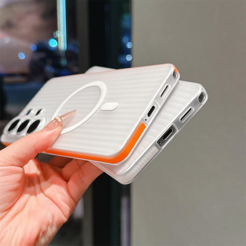 3D Corrugated Pattern Non Slip Matte Clear Case For Samsung Galaxy S23 S25 Ultra S26 Plus For Magsfe Magnetic Hard Cover