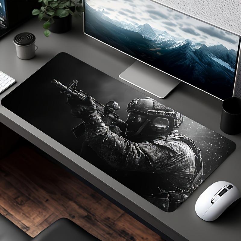 Extended XXL Tactical Gaming Mousepad - Soldier Art Design, Anti-Slip Rubber Base, Waterproof Desk Mat for PC Gamer, Work & Office
