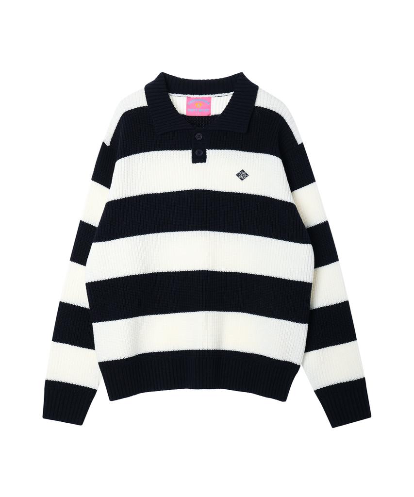 COMONINOZ Stripe Collar Knit [3 Color]