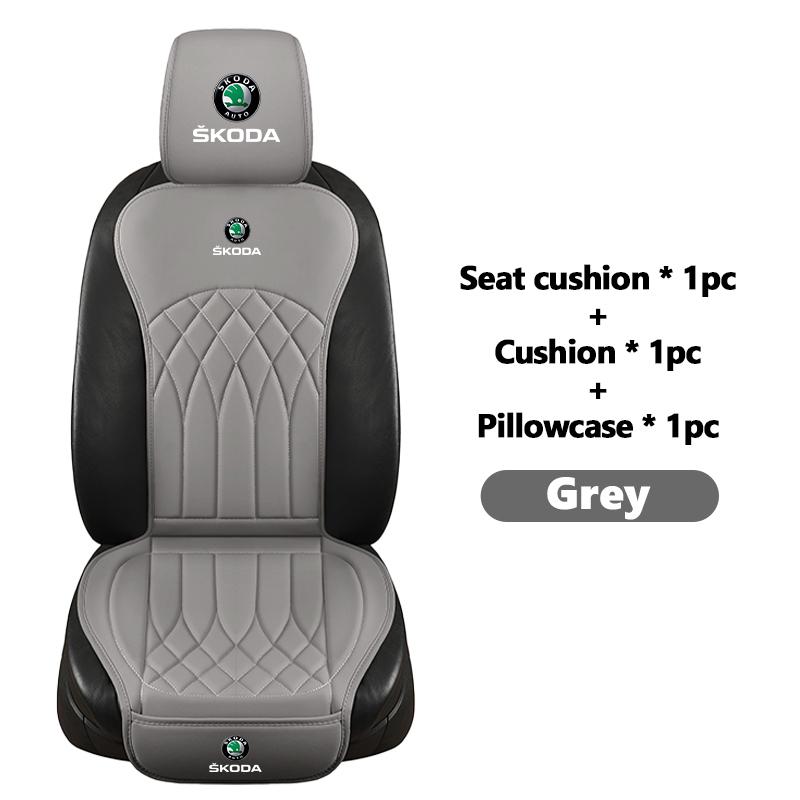 Rjhwp8 For Skoda Leather Car Seat Cushion Breathable Headrest Seat Protect Mat Accessories S Kodiaq Octavia 2 3 Yeti Karoq Rapid Fabia